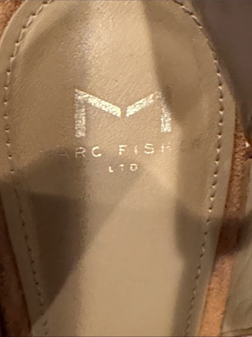 Marc Fisher Tan Suede Peep-Toe Wedge Sandals